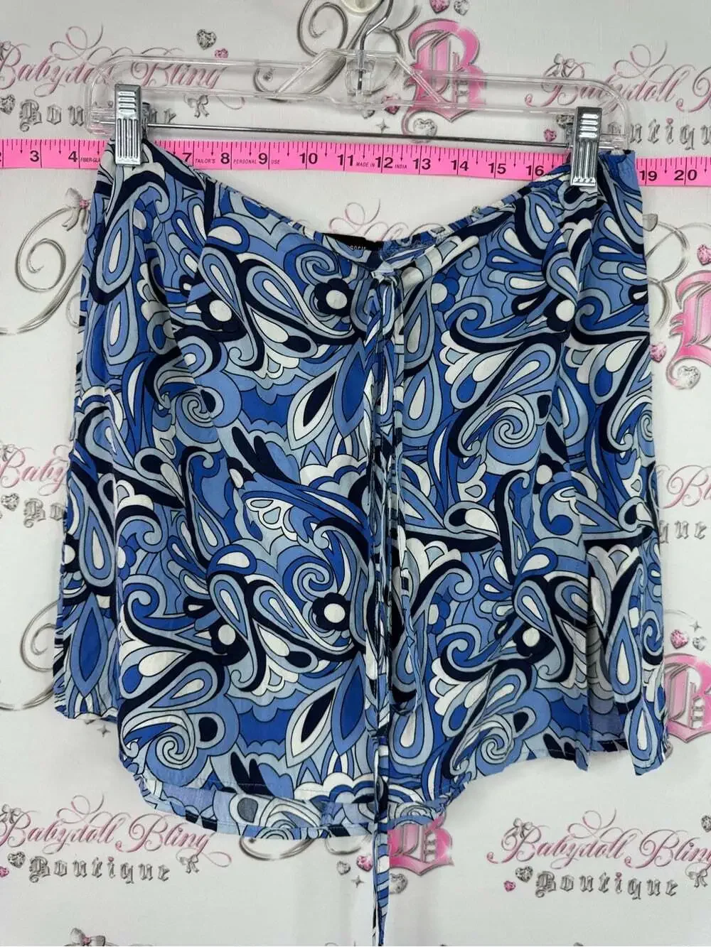 Streetwear Society mini skirt floral Blue Swirl Mini Skirt with Tie Front